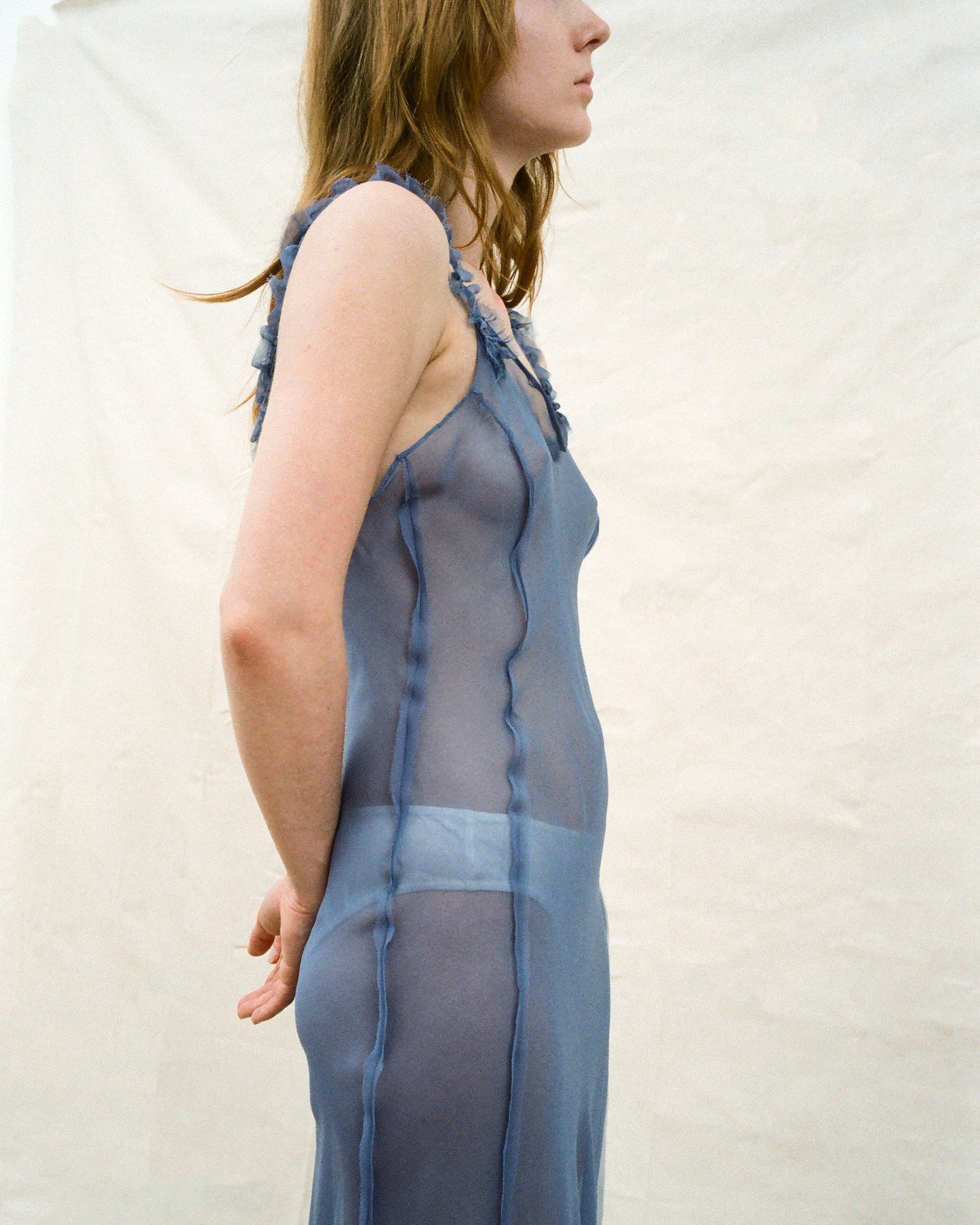 BLUE CHIFFON SLIP