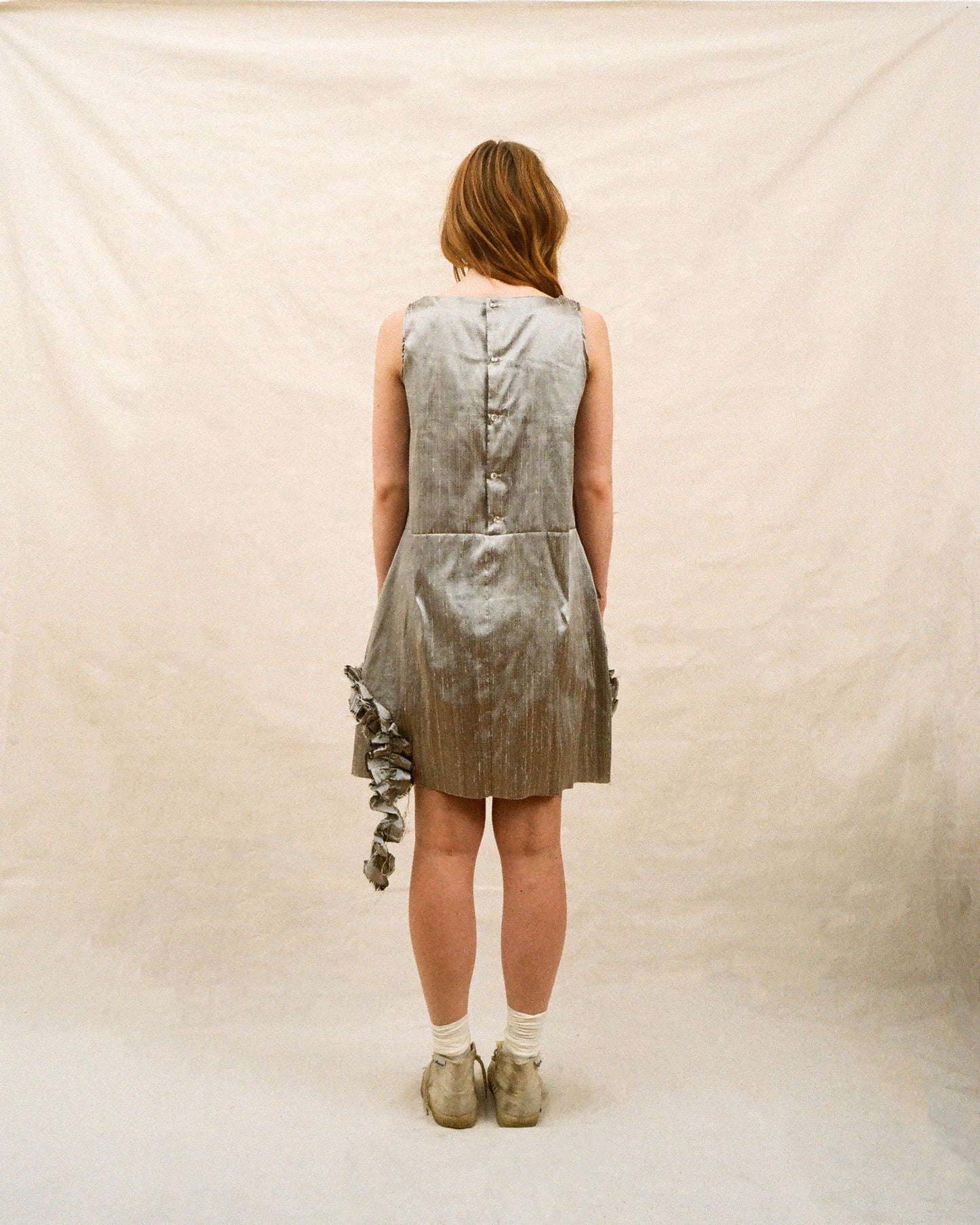 SILVER DUPIONI DRESS