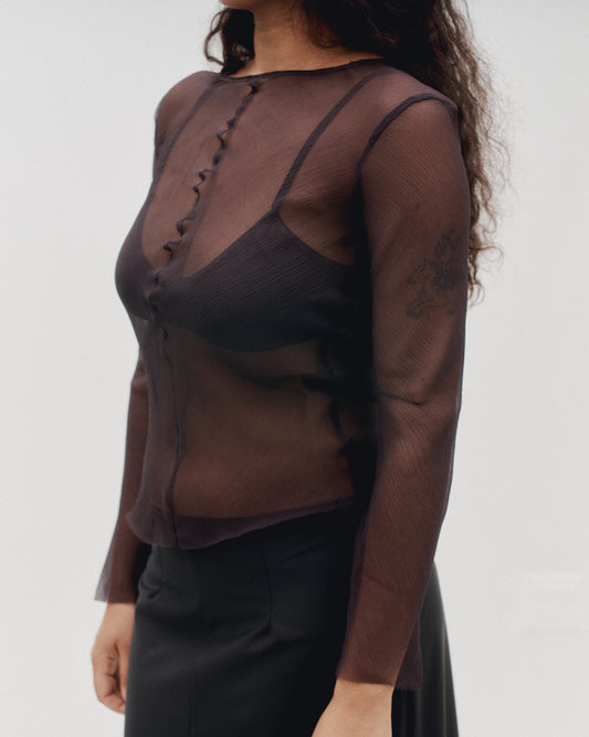 THE DART LONG SLEEVE - EGGPLANT