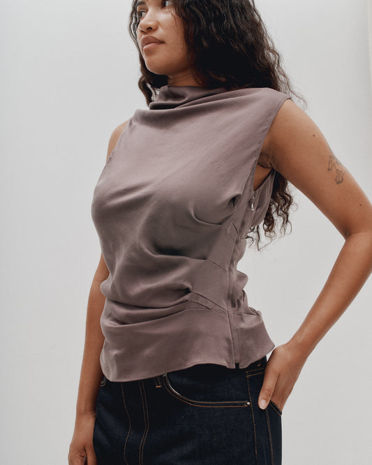 THE PLEAT BLOUSE - PURPLE
