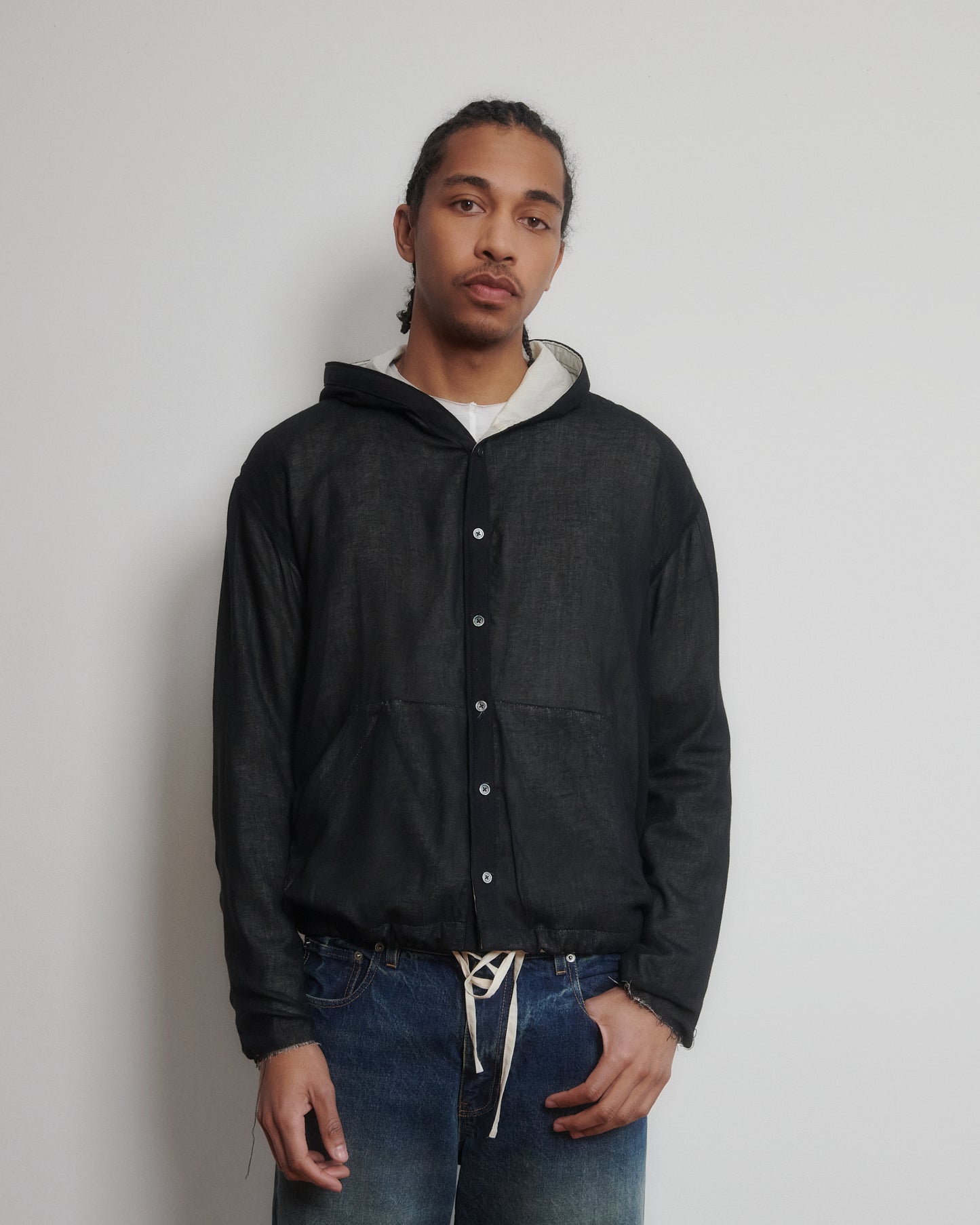 *PRE-ORDER* THE HOODED SHIRT - BLACK