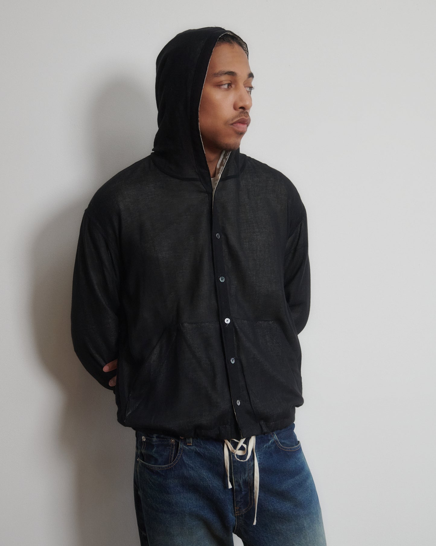 *PRE-ORDER* THE HOODED SHIRT - BLACK
