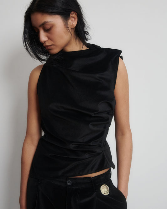 TWIST TOP - BLACK VELVET